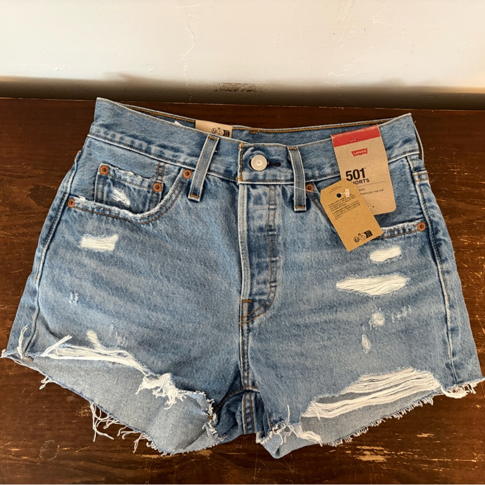 Levi's Women's Ripped Jean Shorts - Light Blue